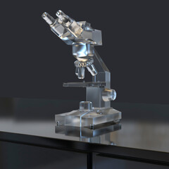 Optical binocular microscope, 3D illustration