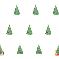 Seamless pattern with Christmas tree on purple background.