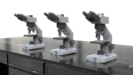 Optical binocular microscope, 3D illustration