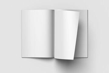 blank white magazine mockup top view
