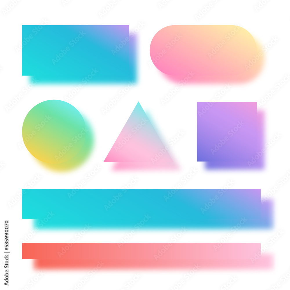 Poster gradient geometric shapes with colorful shadow. abstract vector elements for web design