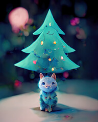 Lindo cachorrito de gatito navideño, hecho con Inteligencia Artificial