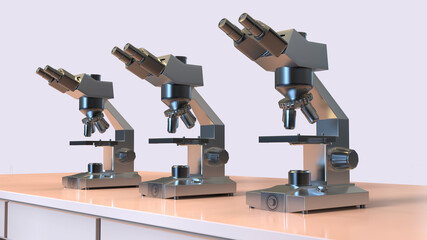 Optical binocular microscope, 3D illustration