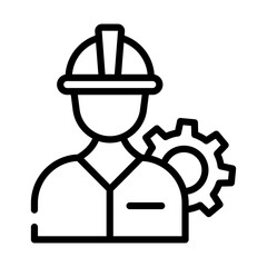An editable line icon of engineer 