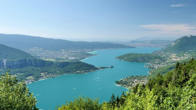 Annecy lake panoramic view  in France