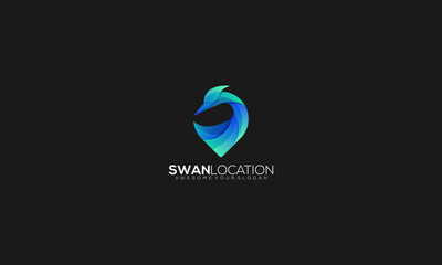 Swan pin elegant gradient logo Design Template