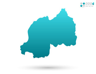 Vector blue gradient of Rwanda map on white background. Organized in layers for easy editing.