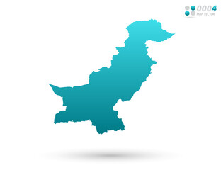 Vector blue gradient of Pakistan map on white background. Organized in layers for easy editing.