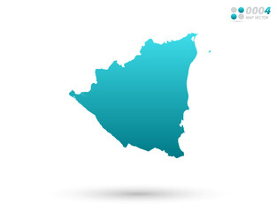 Vector blue gradient of Nicaragua map on white background. Organized in layers for easy editing.