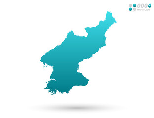 Obraz premium Vector blue gradient of North Korea map on white background. Organized in layers for easy editing.