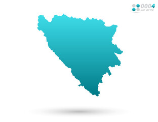 Fototapeta premium Vector blue gradient of Bosnia and Herzegovina map on white background. Organized in layers for easy editing.