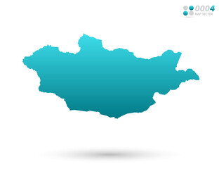Vector blue gradient of Mongolia map on white background. Organized in layers for easy editing.
