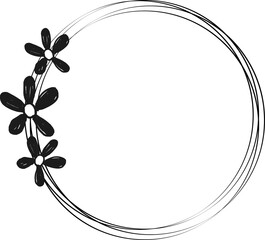 hand drawn minimal doodle flower wreath