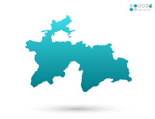 Vector blue gradient of Tajikistan map on white background. Organized in layers for easy editing.