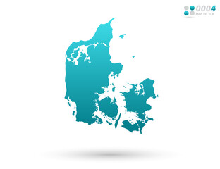 Vector blue gradient of Denmark map on white background. Organized in layers for easy editing.