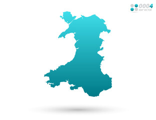 Vector blue gradient of Wales map on white background. Organized in layers for easy editing.