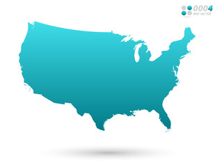 Vector blue gradient of United States of America (USA) map on white background. Organized in layers for easy editing.