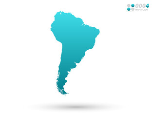 Vector blue gradient of South America map on white background. Organized in layers for easy editing.