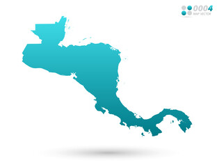 Naklejka premium Vector blue gradient of Central America map on white background. Organized in layers for easy editing.