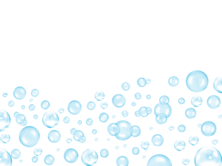 Blue bubbles on a white background with illustration concepts in advertisement media and digital design. copy space, banner, website