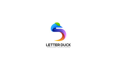 Modern Gradient Letter D Duck Logo Design Vector