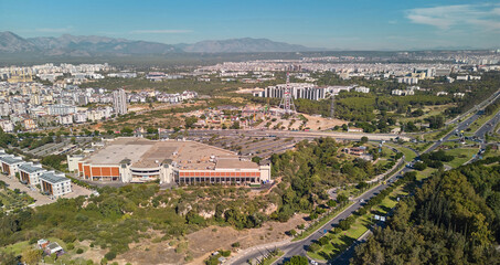 Aerial view of Antalya photographed by drone on a sunny day