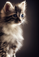 portrait of cute adorable kitten 3d illustration