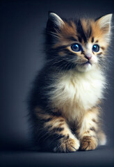 portrait of cute adorable kitten 3d illustration