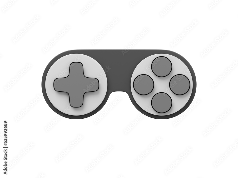 Poster minimalistic/realistic console game controller. gray isolated icon on white background. 3d rendering