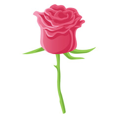 Naklejka premium Red Rose Bud Flower Floral Flat Design Art Drawing Vector Illustration Icon