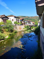 Fototapeta na wymiar Promotional photo of Elizondo, Navarra, one of the most beautiful towns in Spain, tourist destination,