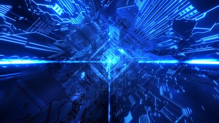VJ トンネル サイバー空間 SF 青 [別Verあり]