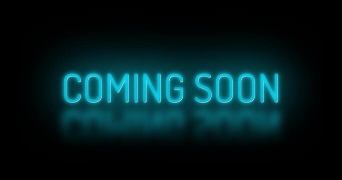 Coming soon text neon lights animation promote advertising next business concept