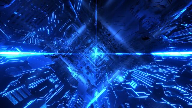 VJ トンネル サイバー空間 SF 青 [ループ対応] [別Verあり]