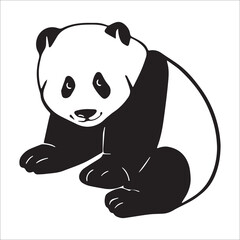vector black and white doodle drawing cute panda baby
