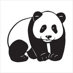 vector black and white doodle drawing cute panda baby