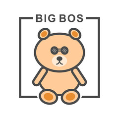 Big boss teddy bear isolated on white background.