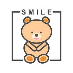 Smile teddy bear isolated on white background.