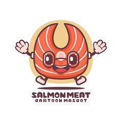 salmon meat or japanese sashimi cartoon mascot. food vector illustration