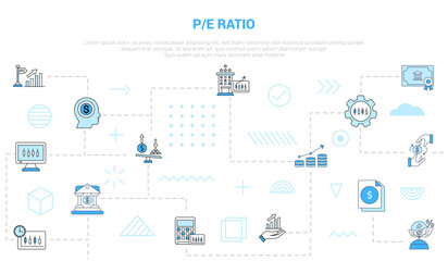 pe ratio business concept with icon set template banner with modern blue color style