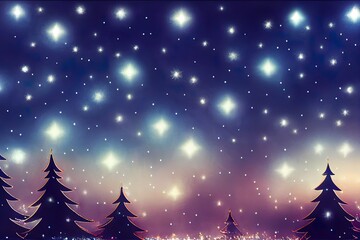 Blue christmas background with bokeh lights