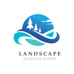Mountain Nature Landscape Logo design Template Illustration