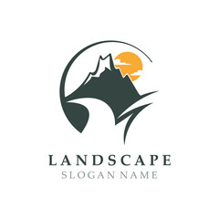 Mountain Nature Landscape Logo design Template Illustration