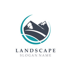 Mountain Nature Landscape Logo design Template Illustration