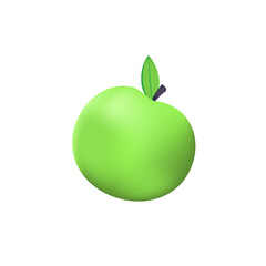3d Realistic green Apple fruit vector illustration.