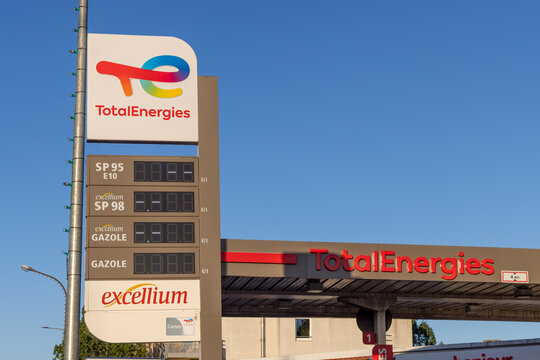 Calais, France - October 06, 2022 : Totalenergies gas station closed due to fuel shortages.