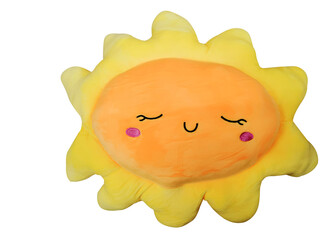 Small pillow in the form of the sun isolated over white