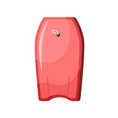 Bodyboard for water sport. Short boogie body board with loop. Foam item for swimming, wave surfing, summer activity, top view. Flat graphic vector illustration isolated on white background