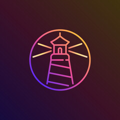 Lighthouse vector concept colorful round outline icon