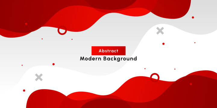 Dynamic geometric red shape on gradient white background